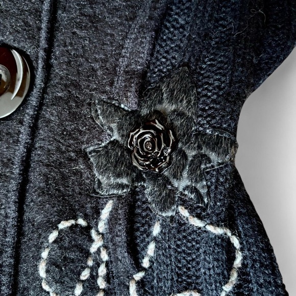 Roz & Ali Women's Cardigan Sweater Dress Small Y2K Fairy Grunge Whimsigoth Black - Picture 3 of 11